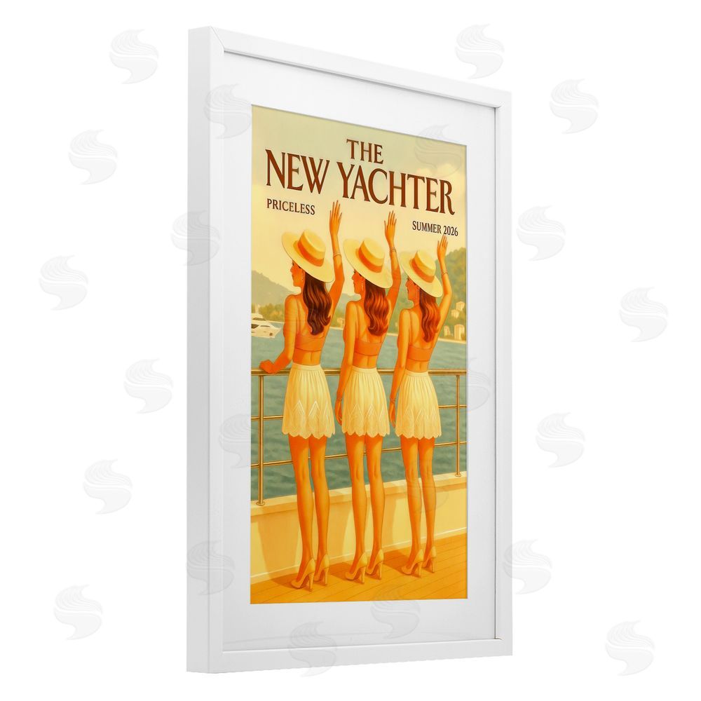 Grotto Studios Magazine Parody Fashion Trio White Framed Print Under Glass Wall Art