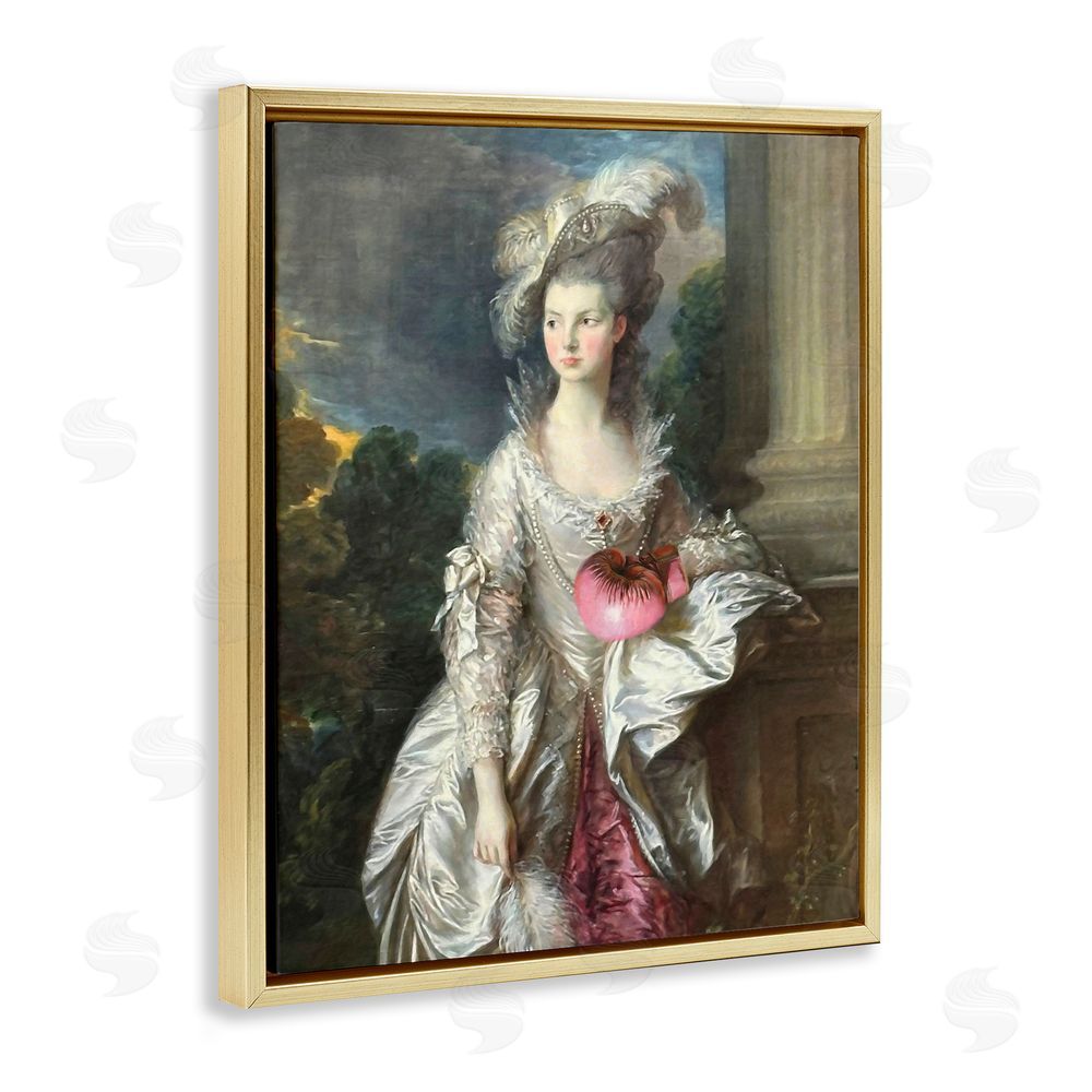 Grotto Studios Historical Lady with Boxing Glove Gold Floating Frame Canvas Wall Art Print