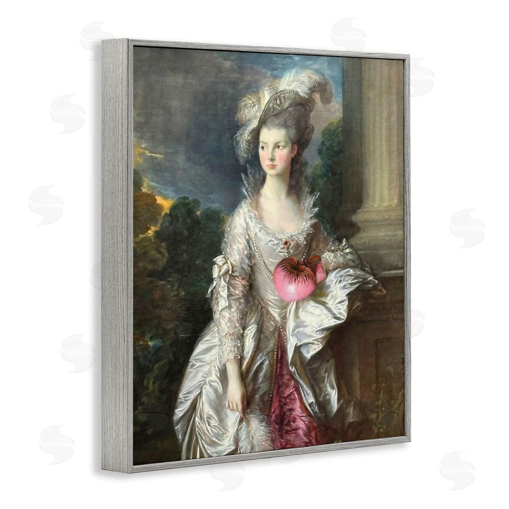 Grotto Studios Historical Lady with Boxing Glove Gray Framed Giclee Wall Art Print