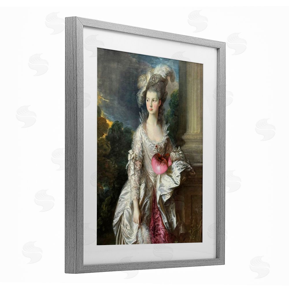 Grotto Studios Historical Lady with Boxing Glove Gray Framed Print Under Glass Wall Art