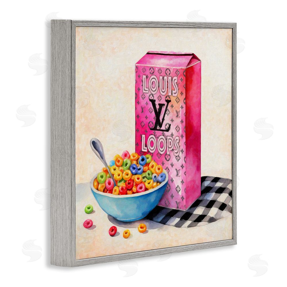 Grotto Studios Fashion Loops Cereal Gray Framed Giclee Wall Art Print