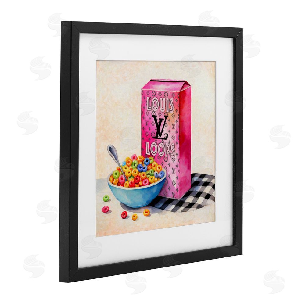 Grotto Studios Fashion Loops Cereal Black Framed Print Under Glass Wall Art