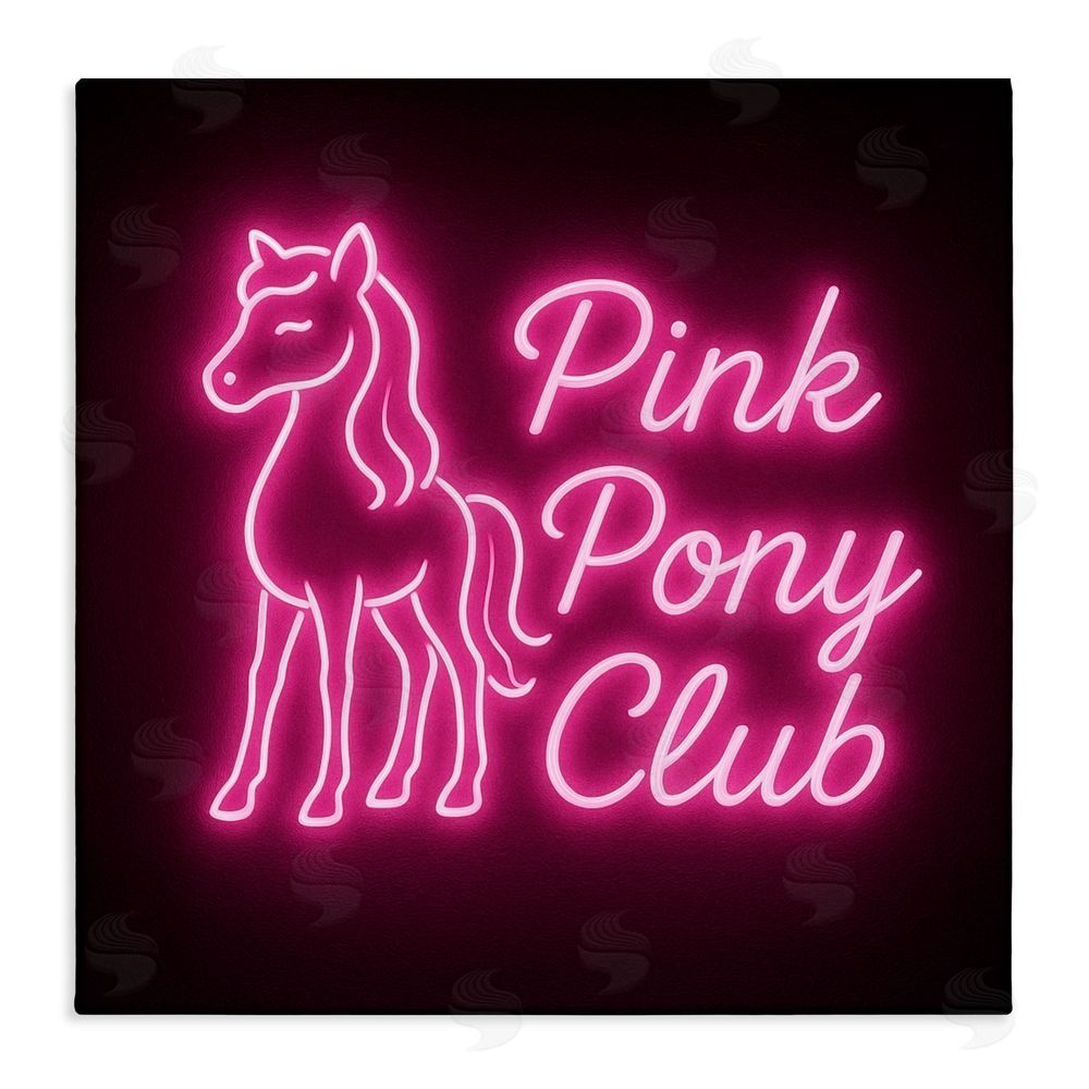 Grotto Studios Pink Pony Club Neon Stretched Canvas Wall Art