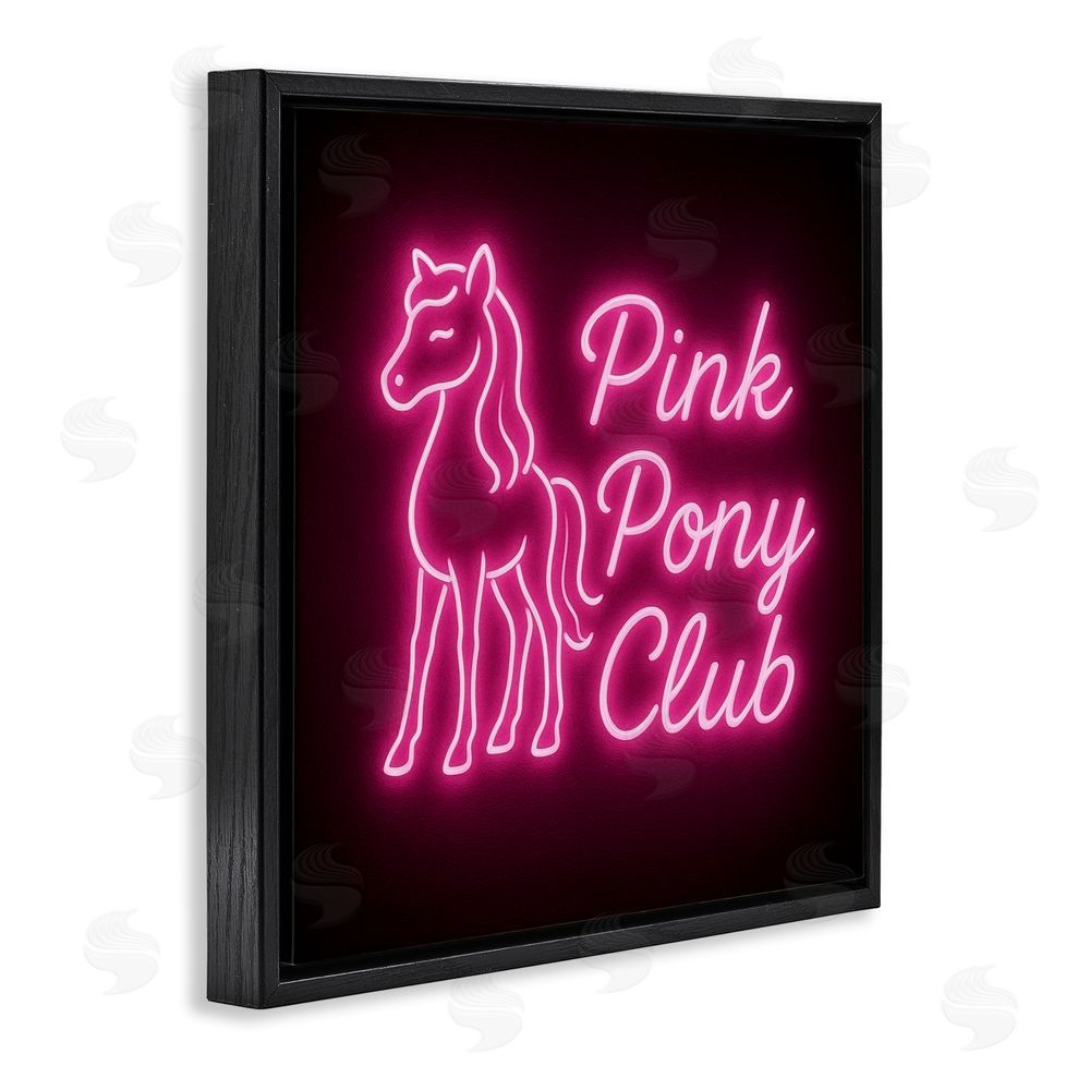 Grotto Studios Pink Pony Club Neon Black Floating Frame Canvas Wall Art Print