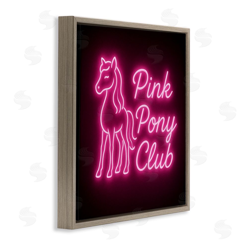 Grotto Studios Pink Pony Club Neon Brown Floating Frame Canvas Wall Art Print