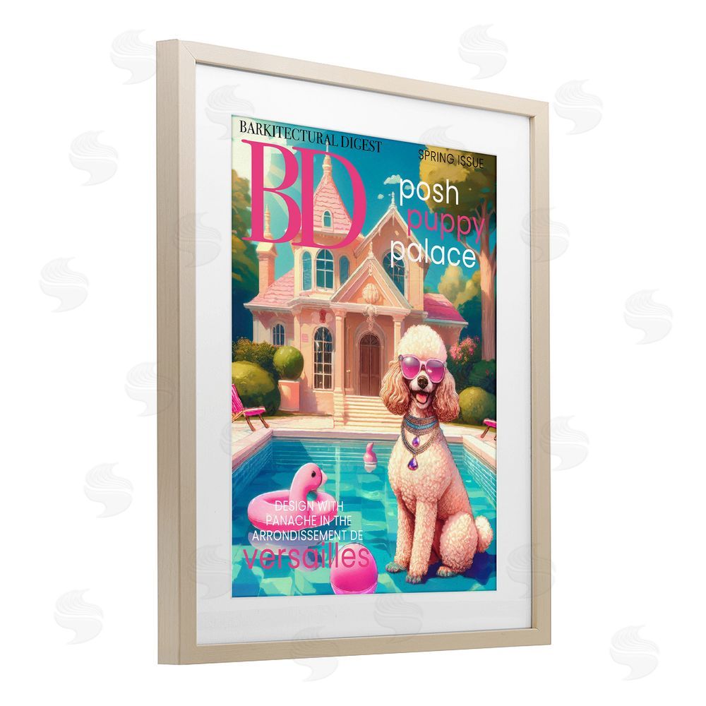 Grotto Studios Poodle Magazine Parody Birch Framed Print Under Glass Wall Art