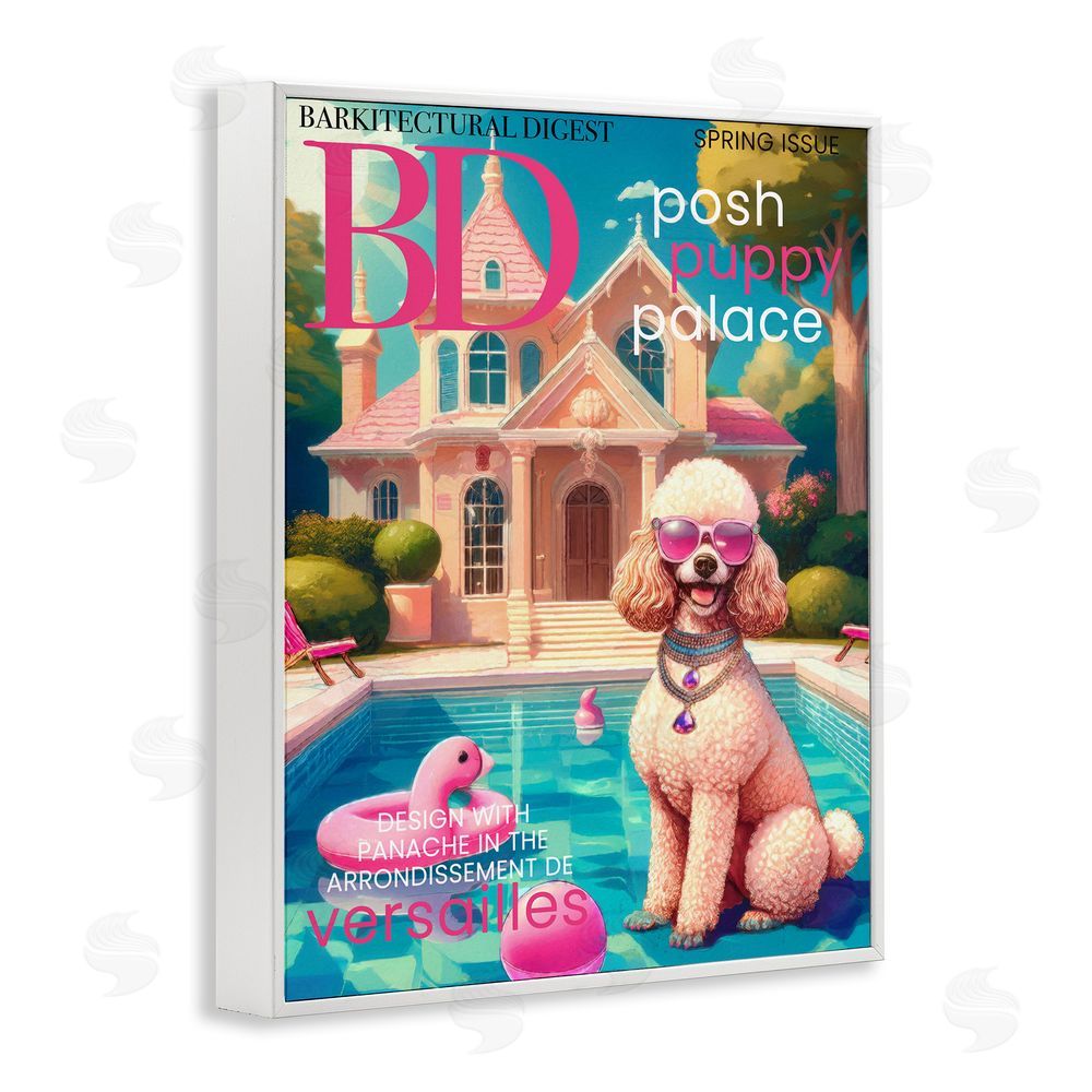 Grotto Studios Poodle Magazine Parody White Framed Giclee Wall Art Print