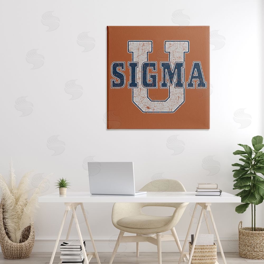 Grotto Studios Sigma University on Brown Stretched Canvas Wall Art in Room