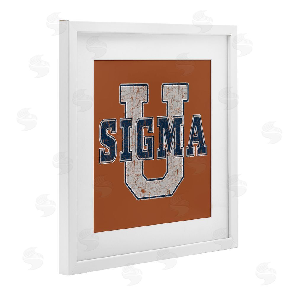 Grotto Studios Sigma University on Brown White Framed Print Under Glass Wall Art