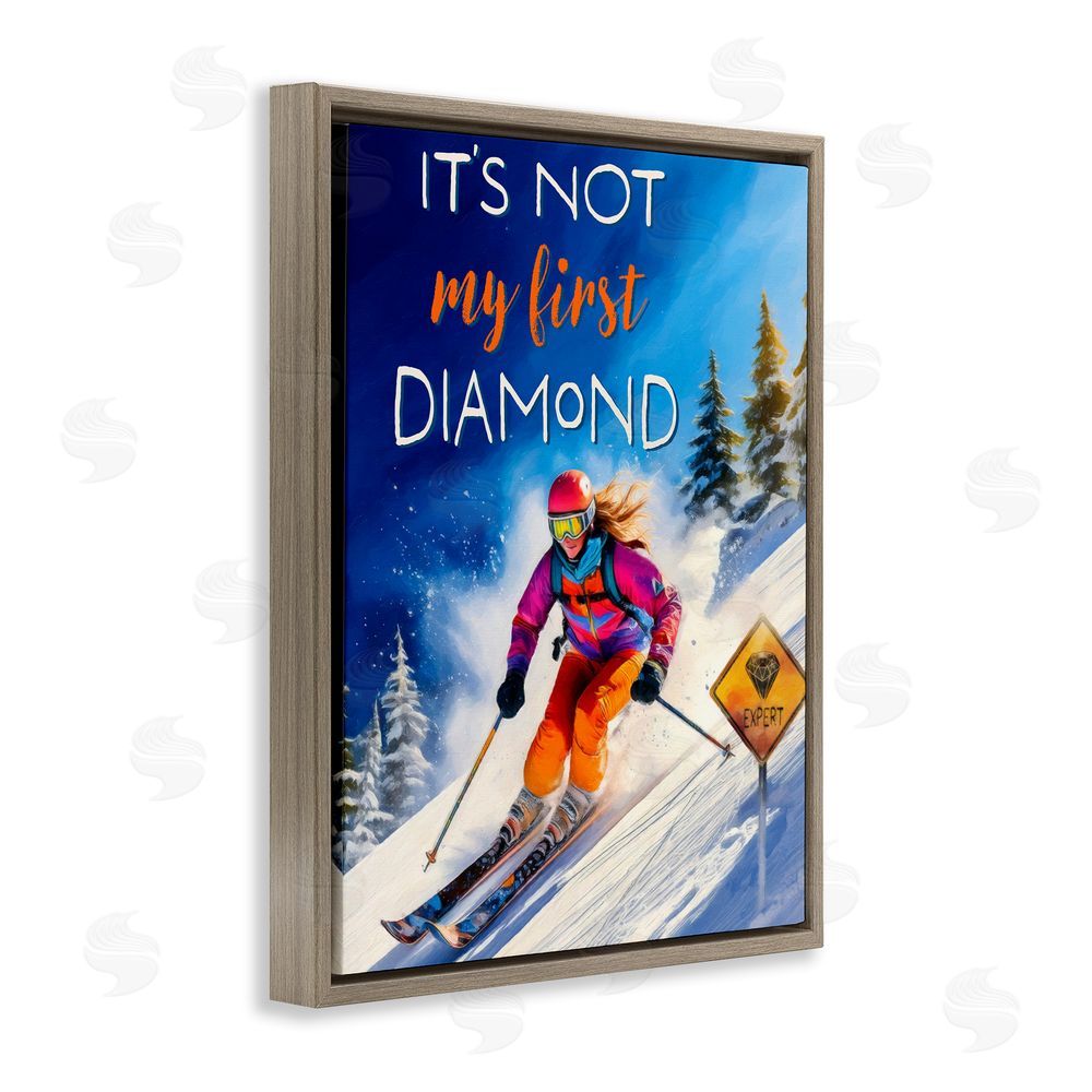 Grotto Studios Not My First Diamond Brown Floating Frame Canvas Wall Art Print