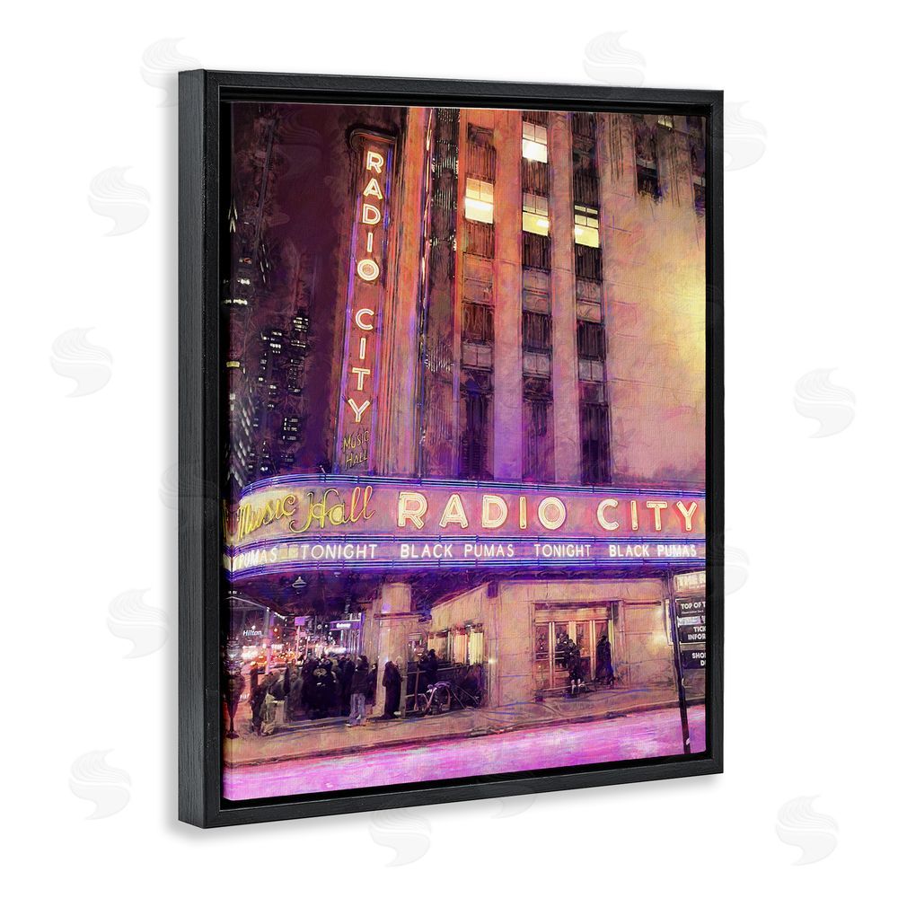 Grotto Studios Radio City Music Hall Black Floating Frame Canvas Wall Art Print