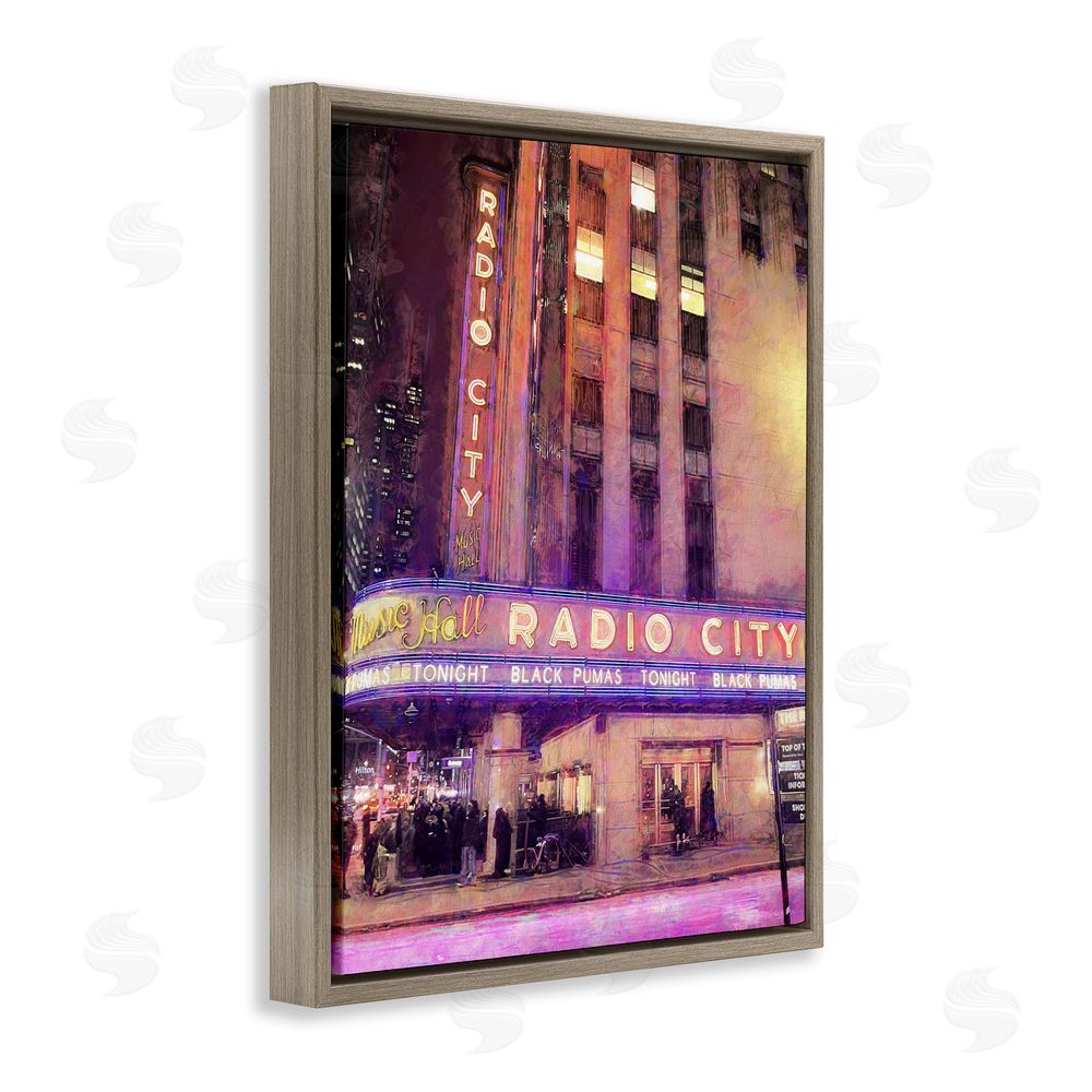Grotto Studios Radio City Music Hall Brown Floating Frame Canvas Wall Art Print