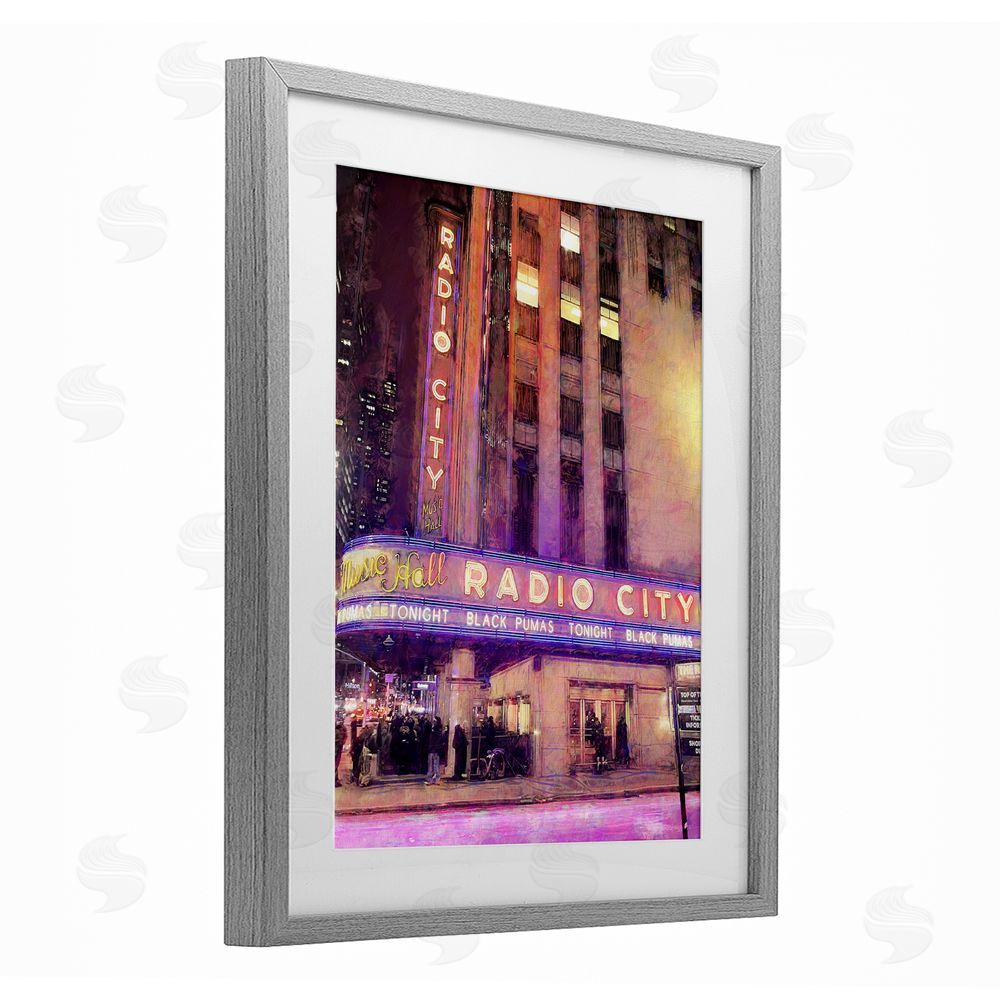 Grotto Studios Radio City Music Hall Gray Framed Print Under Glass Wall Art