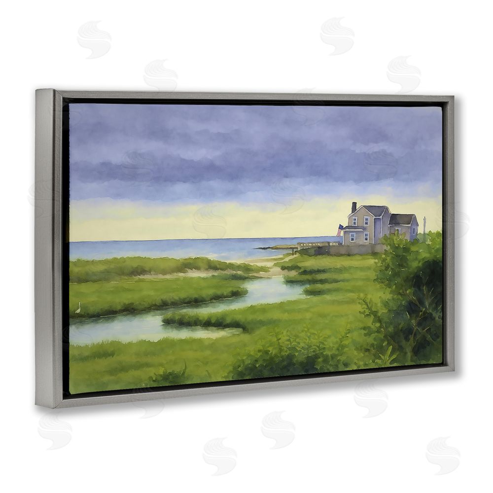 Grotto Studios Marshside Serenity on Cape Gray Floating Frame Canvas Wall Art Print