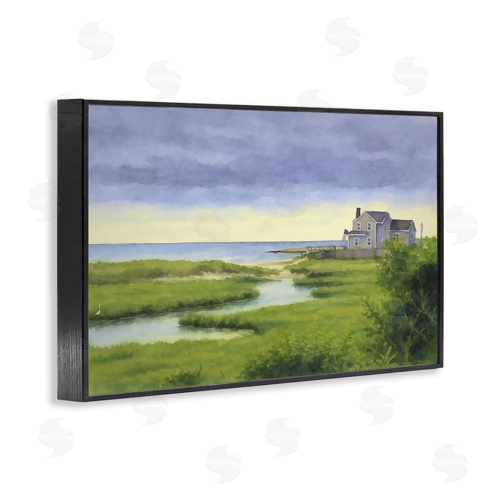 Grotto Studios Marshside Serenity on Cape Black Framed Giclee Wall Art Print