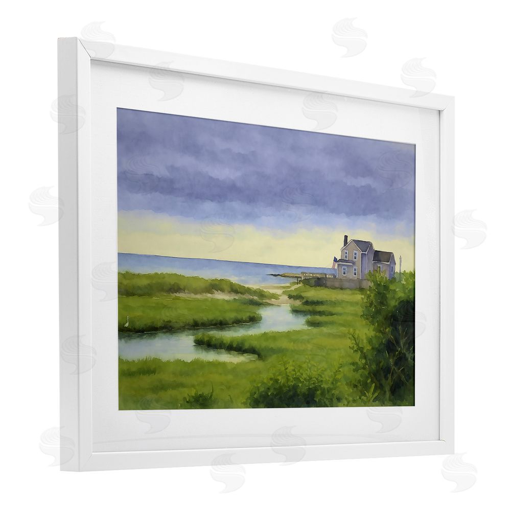 Grotto Studios Marshside Serenity on Cape White Framed Print Under Glass Wall Art