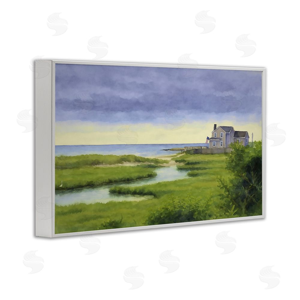 Grotto Studios Marshside Serenity on Cape White Framed Giclee Wall Art Print