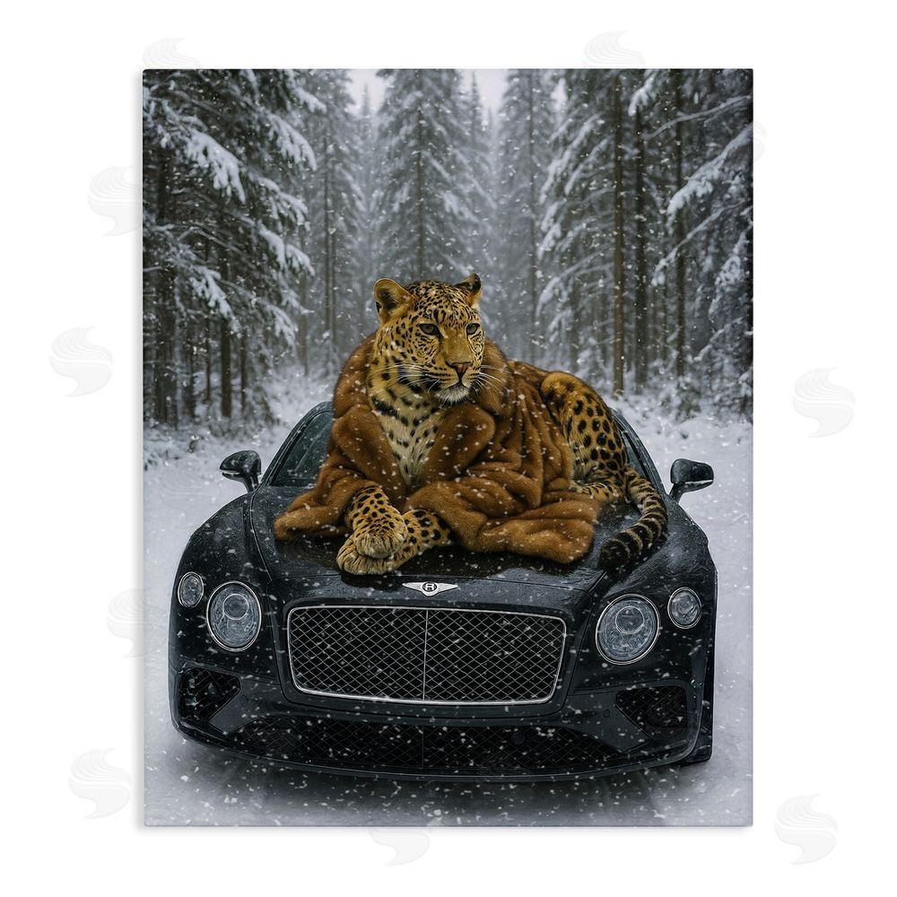 Grotto Studios Luxurious Leopard Winter Woods Stretched Canvas Wall Art