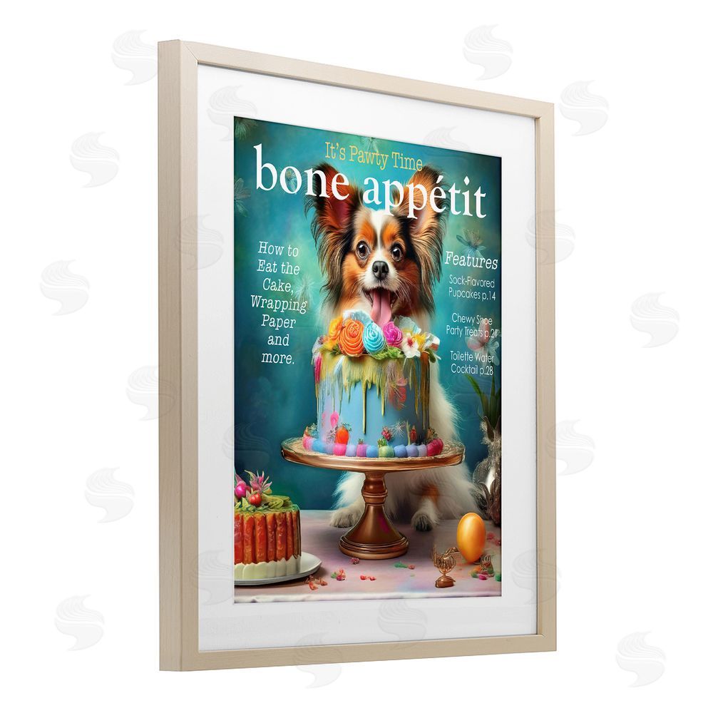 Grotto Studios Bone Appetit Dog Magazine Parody Birch Framed Print Under Glass Wall Art