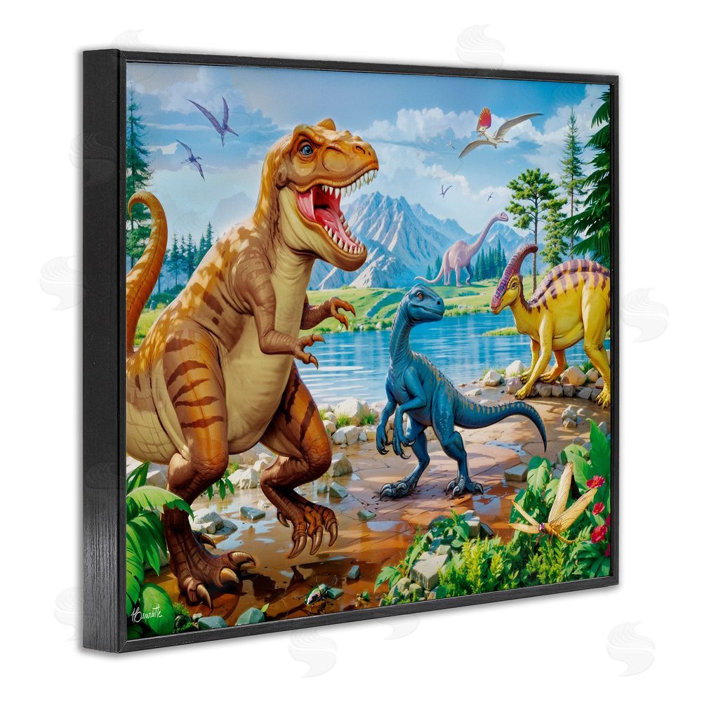 Henriette Chinaglia Lush Jurassic Lakeside Black Framed Giclee Wall Art Print