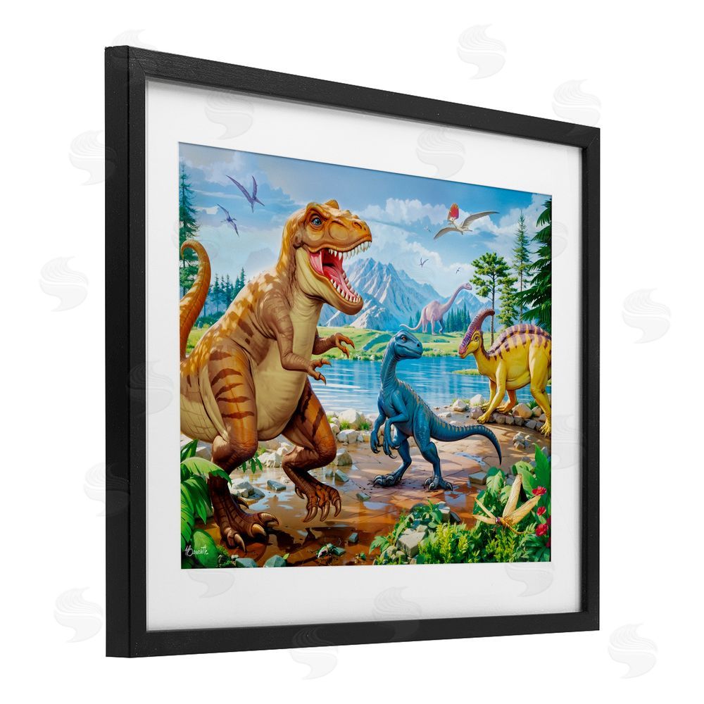Henriette Chinaglia Lush Jurassic Lakeside Black Framed Print Under Glass Wall Art