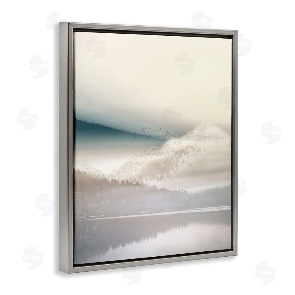 Gemma Bardot Mountainous Vanilla Landscape Gray Floating Frame Canvas Wall Art Print
