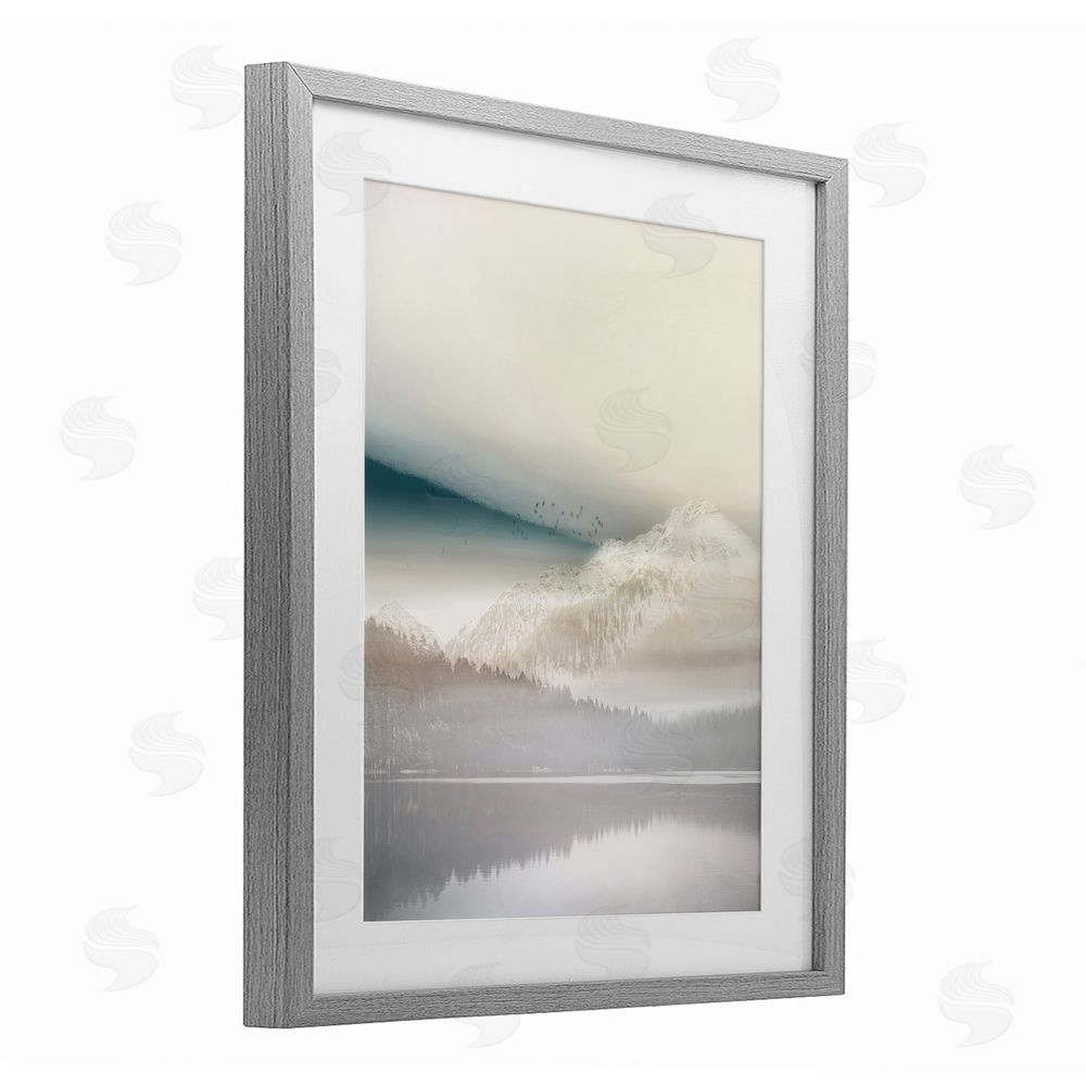Gemma Bardot Mountainous Vanilla Landscape Gray Framed Print Under Glass Wall Art