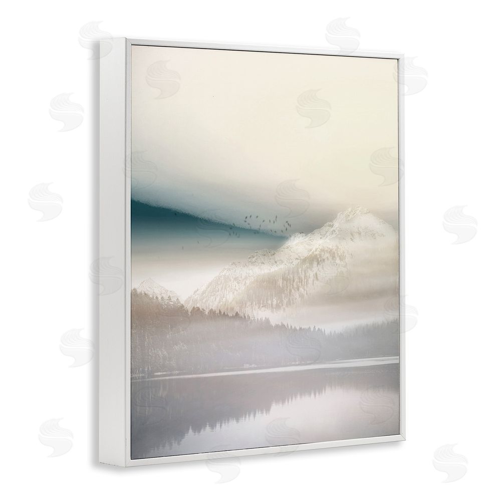 Gemma Bardot Mountainous Vanilla Landscape White Framed Giclee Wall Art Print