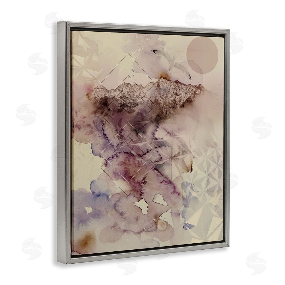 Gemma Bardot Dust Abstract with Geometrics Gray Floating Frame Canvas Wall Art