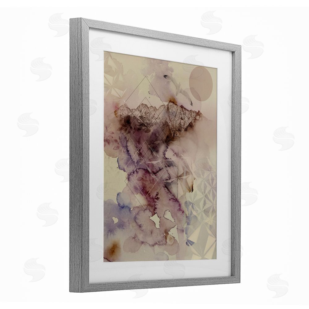 Gemma Bardot Dust Abstract with Geometrics Gray Framed Print Under Glass with Mat Wall Art