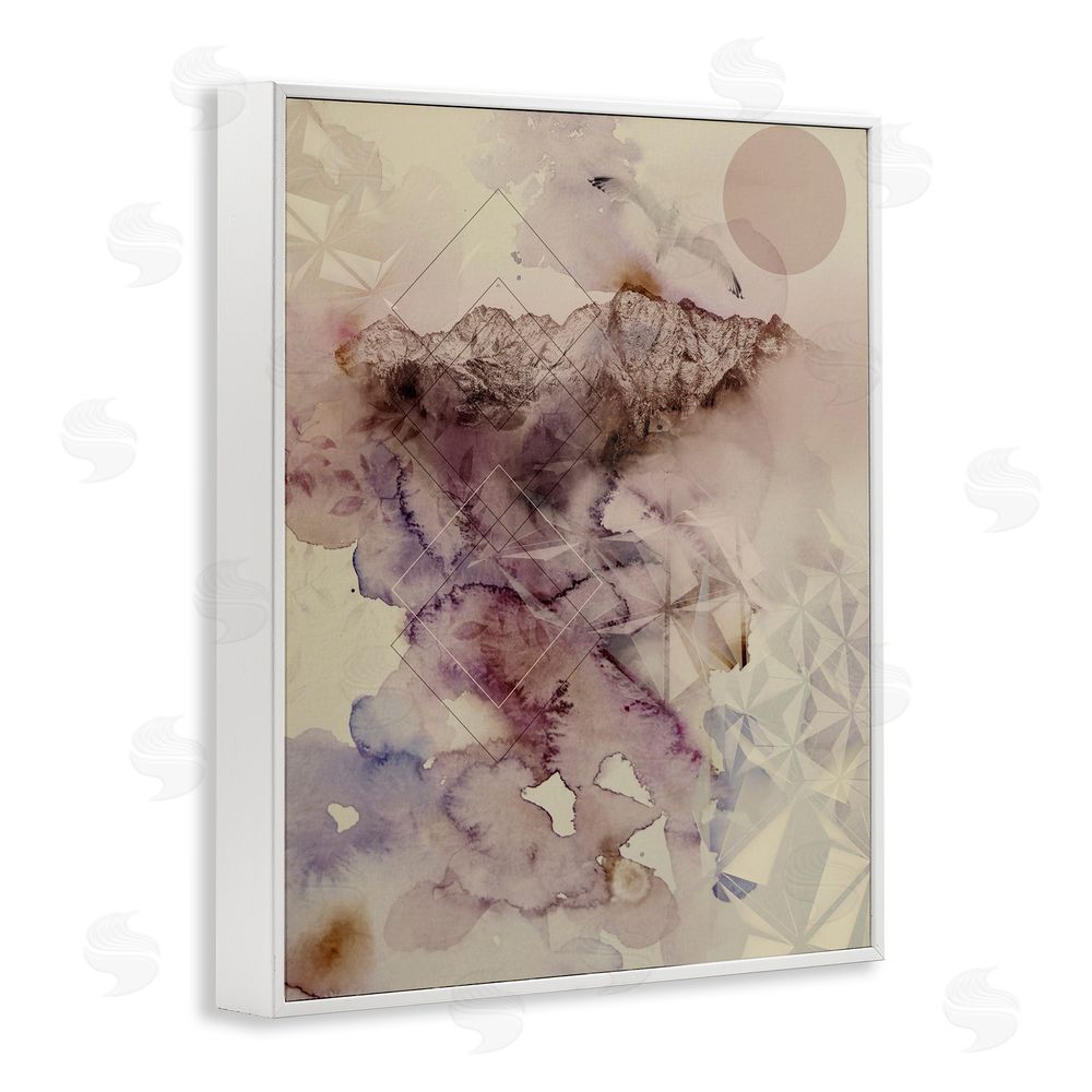 Gemma Bardot Dust Abstract with Geometrics White Framed Giclee Wall Art Print