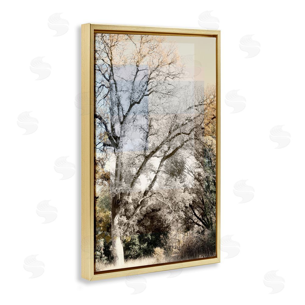 Gemma Bardot Tree Collage Layers Gold Floating Frame Canvas Wall Art Print