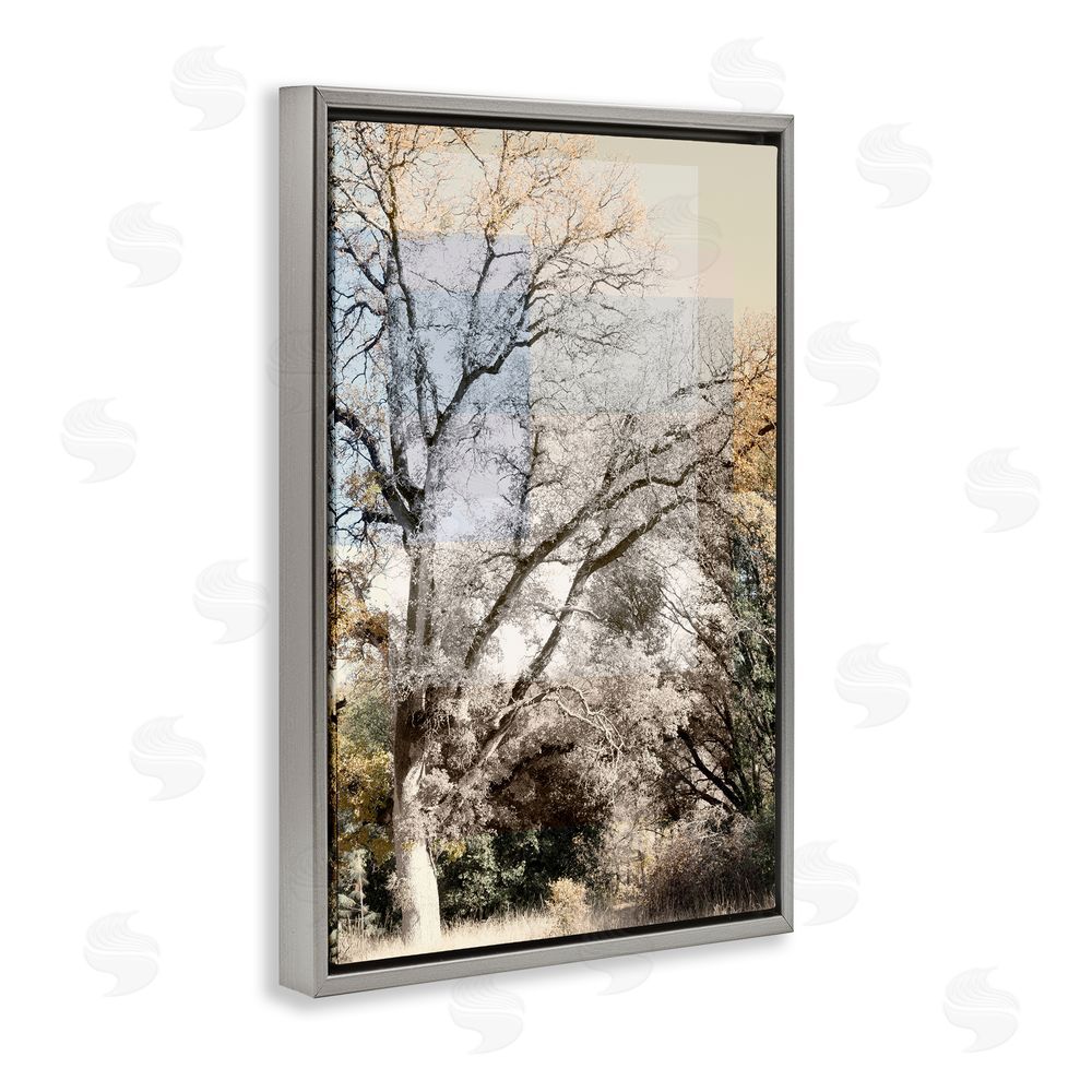 Gemma Bardot Tree Collage Layers Gray Floating Frame Canvas Wall Art Print