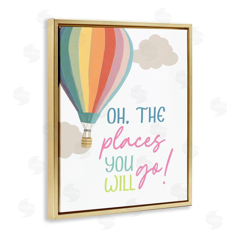 Christine Simpson Art The Places You Will Go Gold Floating Frame Canvas Wall Art Print