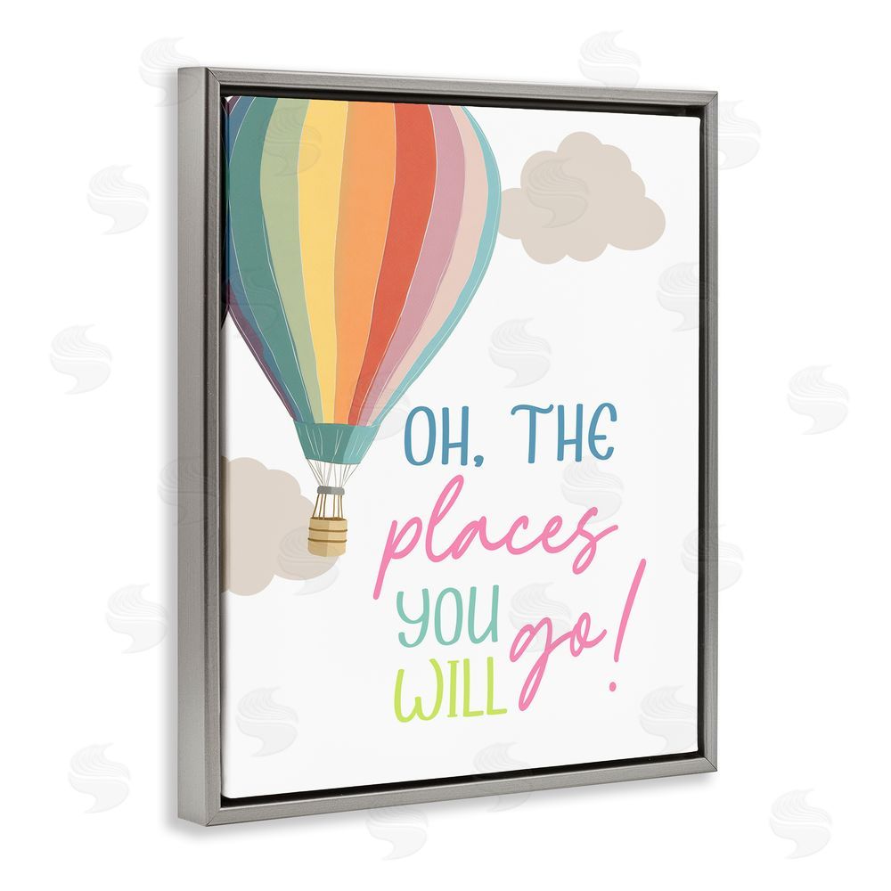 Christine Simpson Art The Places You Will Go Gray Floating Frame Canvas Wall Art Print
