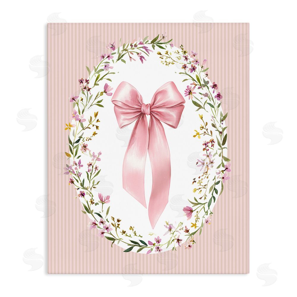 Christine Simpson Art Ribbon with Oval Florals Stretched Canvas Wall Art Print