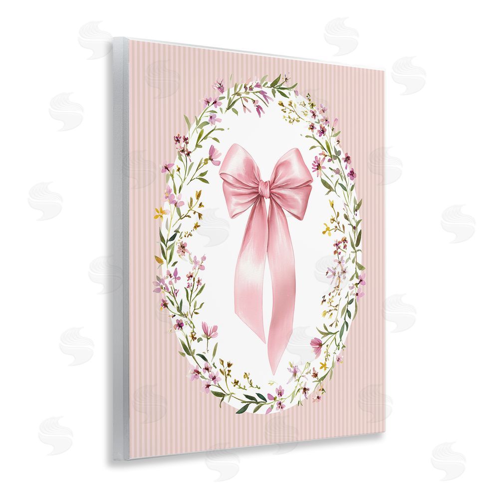 Christine Simpson Art Ribbon with Oval Florals Wooden Wall Plaque Art Print