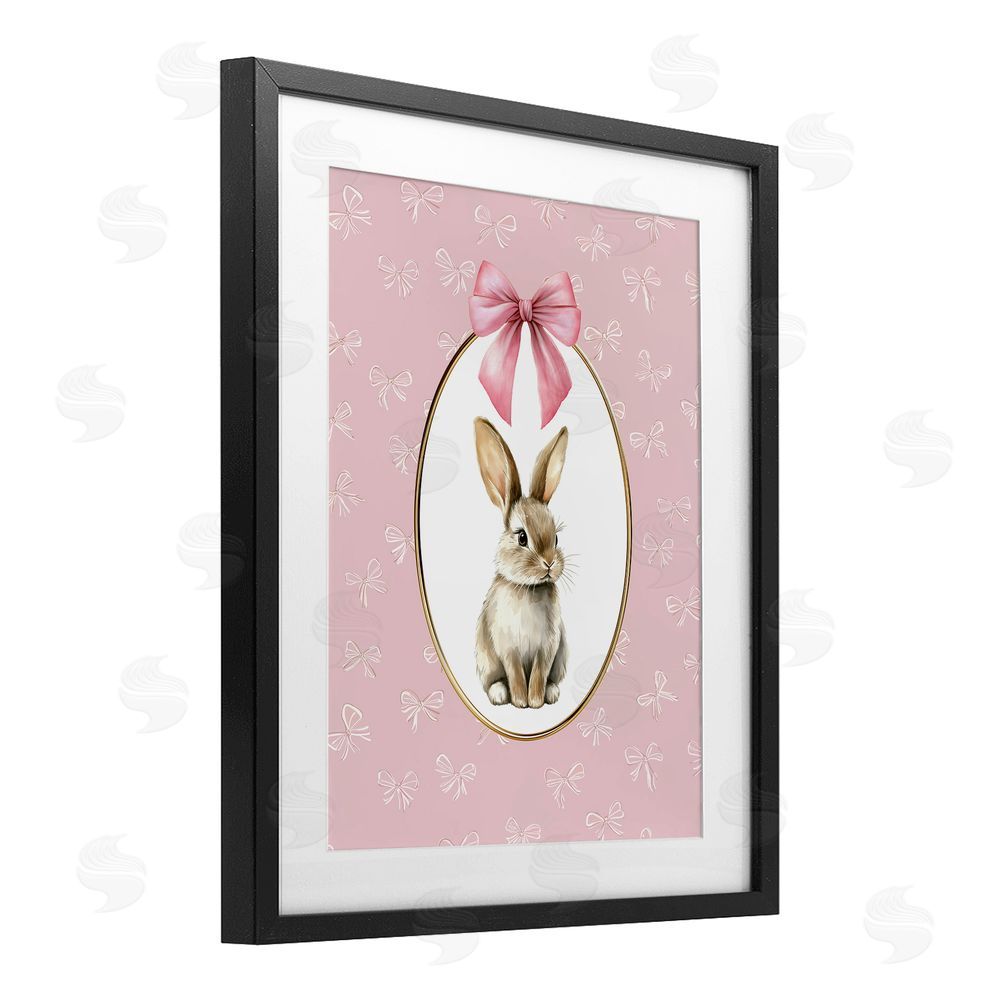 Christine Simpson Art Ribbon Border Bunny Black Framed Print Under Glass Wall Art