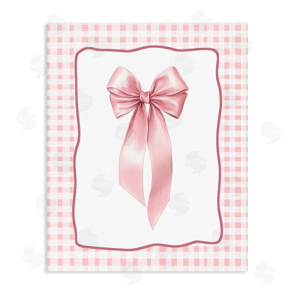 Christine Simpson Art Pink Gingham Ribbon Stretched Canvas Wall Art Print