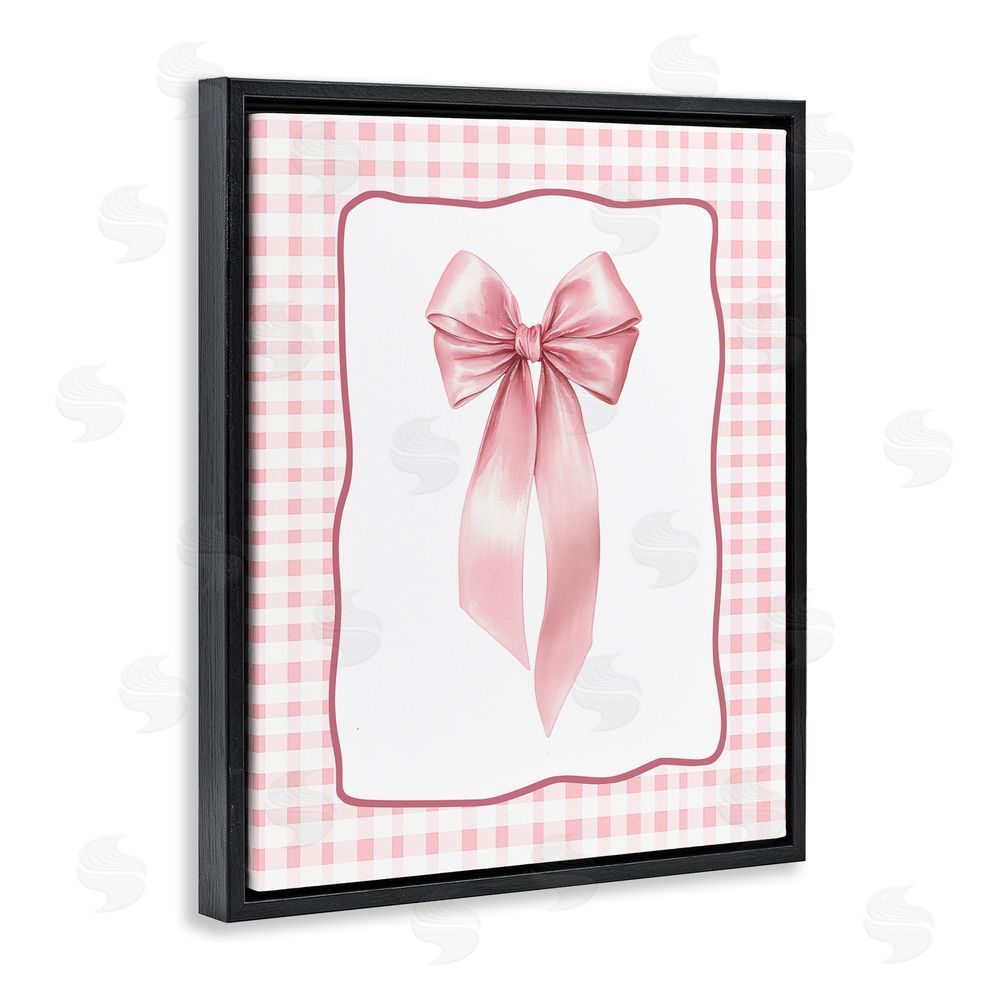 Christine Simpson Art Pink Gingham Ribbon Black Floating Frame Canvas Wall Art Print