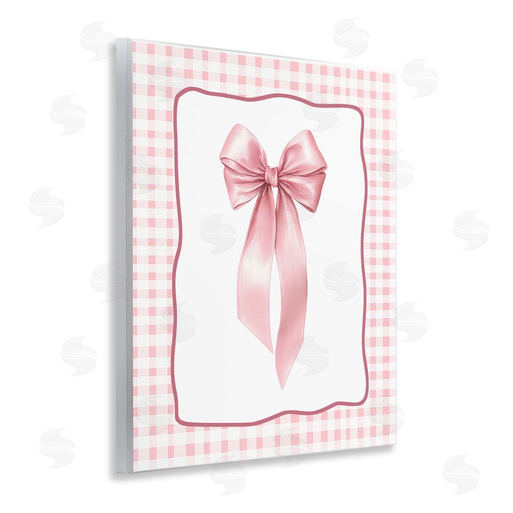 Christine Simpson Art Pink Gingham Ribbon Wooden Wall Plaque Art Print