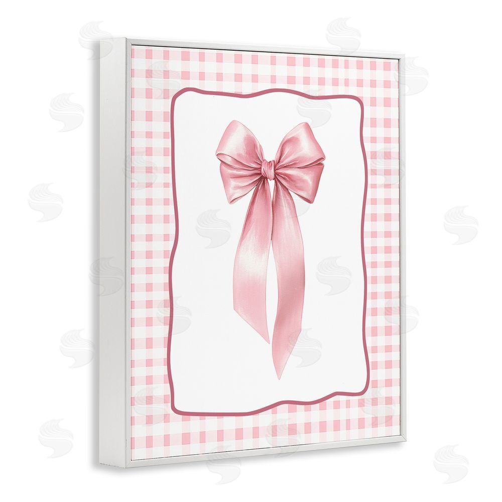 Christine Simpson Art Pink Gingham Ribbon White Framed Giclee Wall Art Print