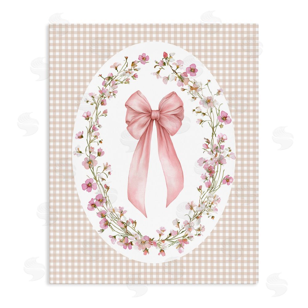 Christine Simpson Art Feminine Gingham Bow Stretched Canvas Wall Art Print