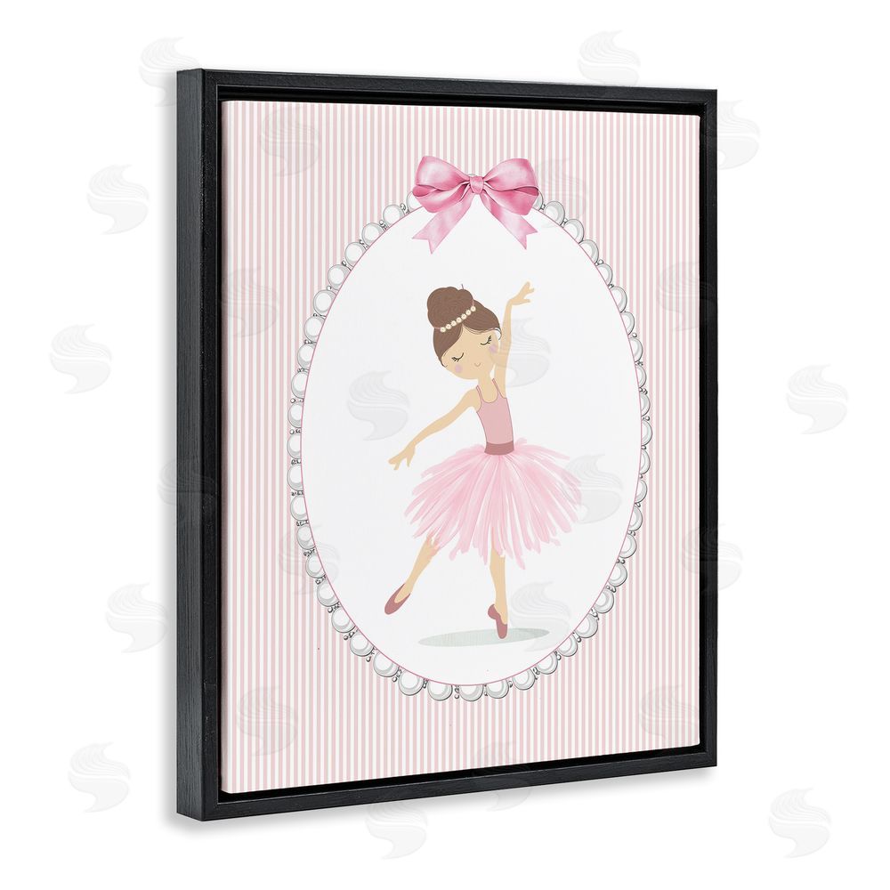 Christine Simpson Art Delicate Dance on Stripes Black Floating Frame Canvas Wall Art Print