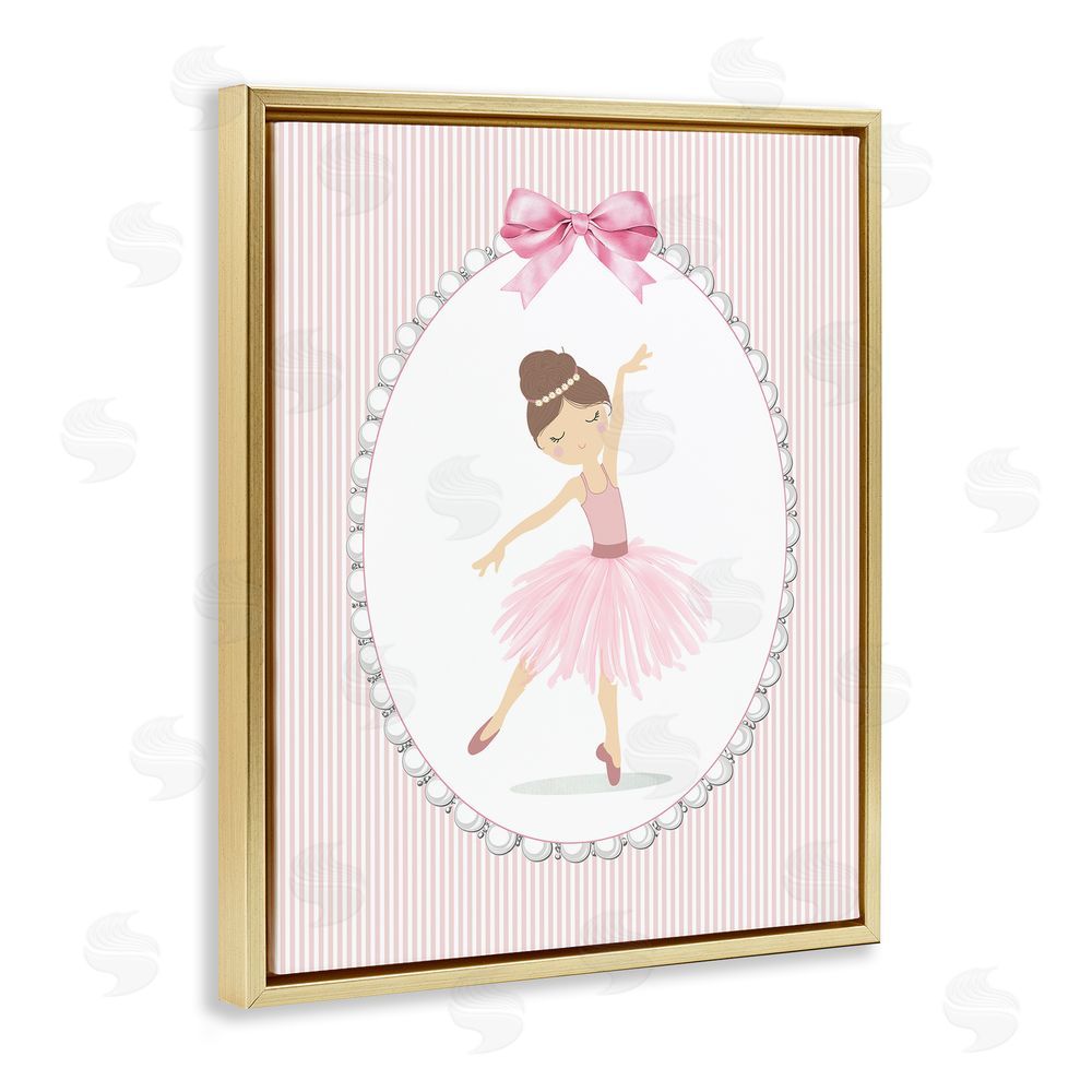 Christine Simpson Art Delicate Dance on Stripes Gold Floating Frame Canvas Wall Art Print