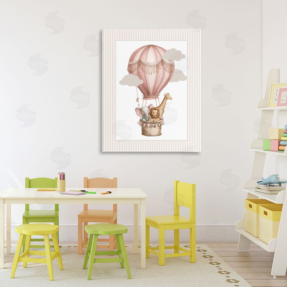 Christine Simpson Art Hot Air Balloon Animals Pink