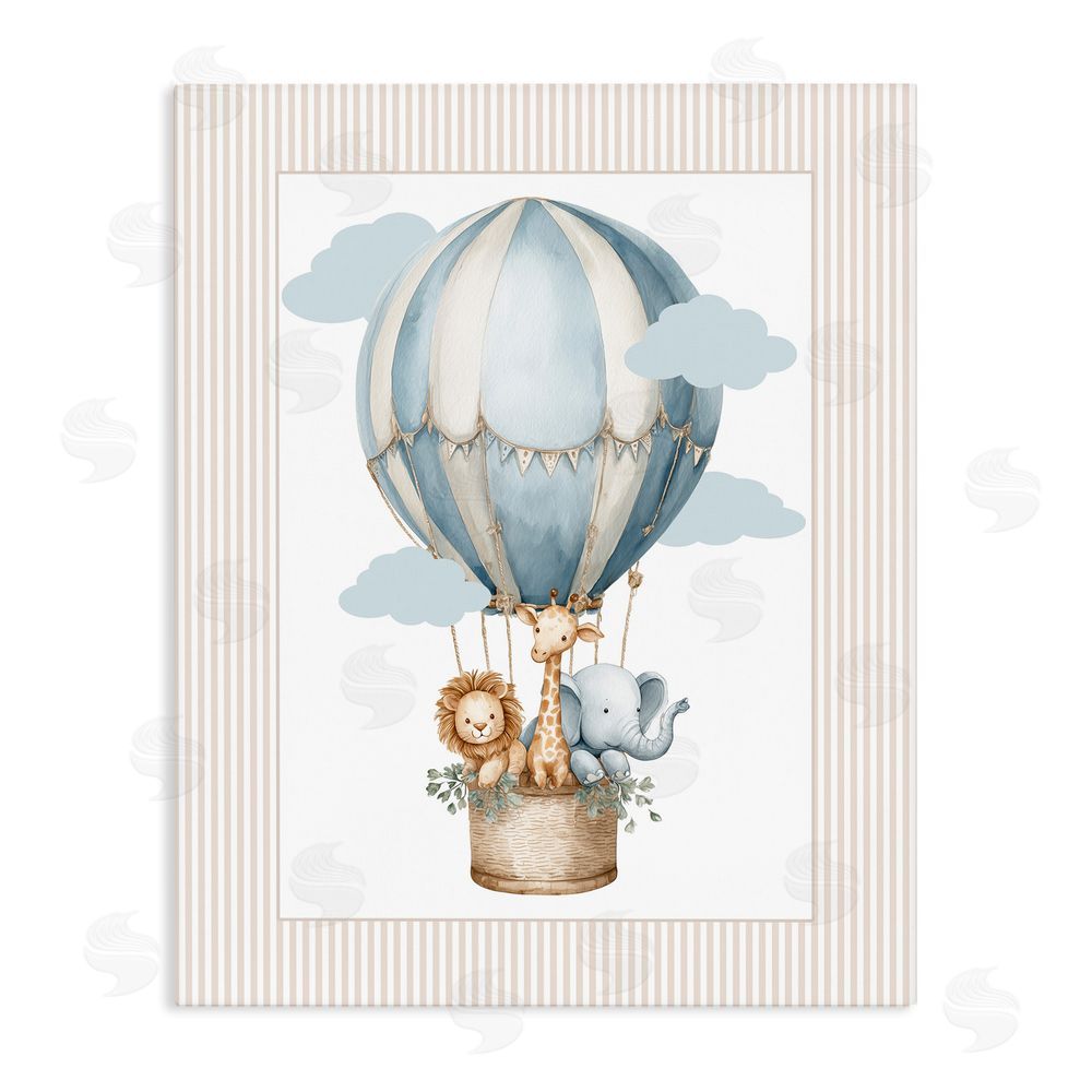 Christine Simpson Art Hot Air Balloon Animals Stretched Canvas Wall Art Print