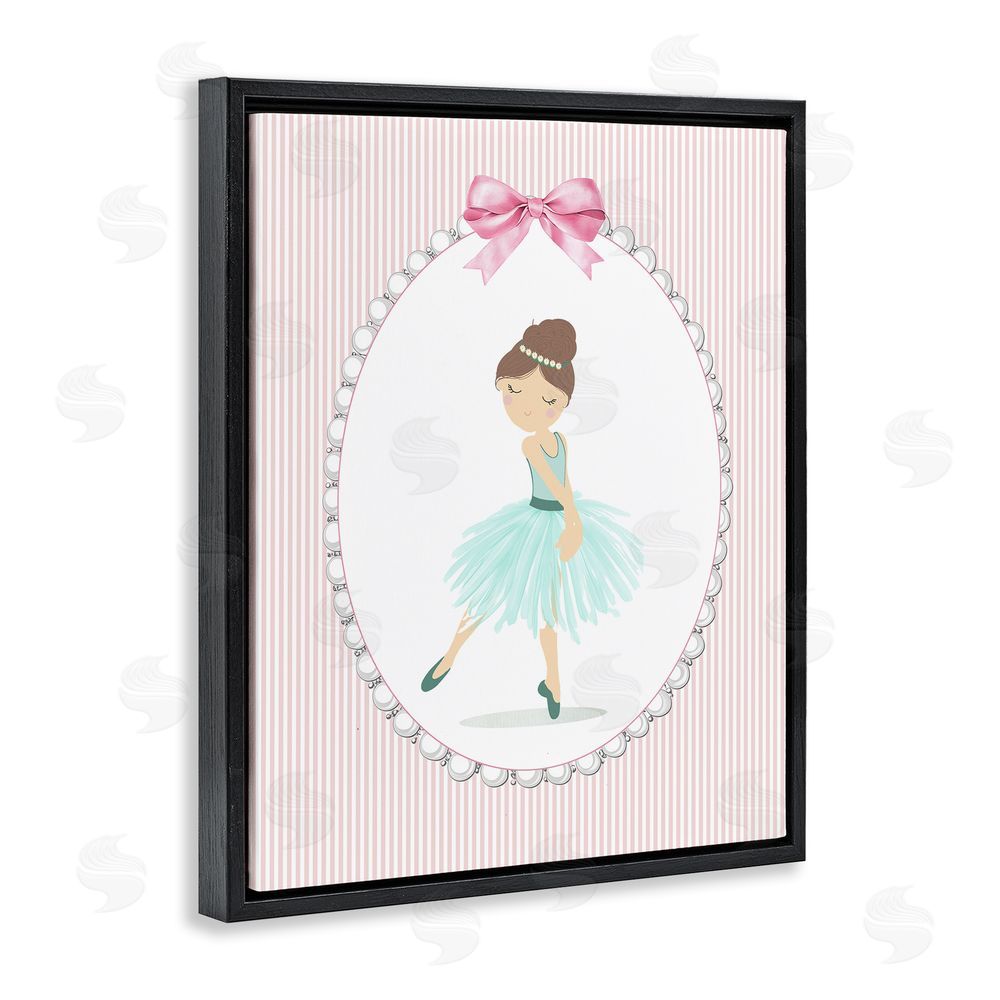 Christine Simpson Art Elegant Dance on Stripes Black Floating Frame Canvas Wall Art Print