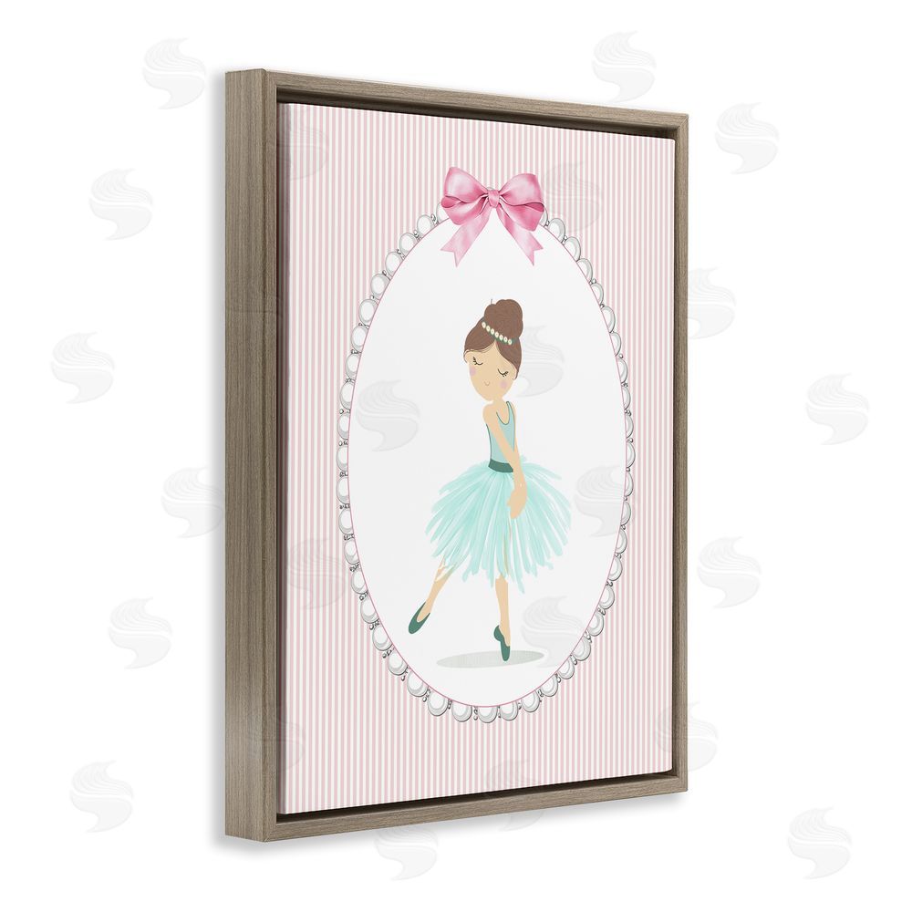 Christine Simpson Art Elegant Dance on Stripes Brown Floating Frame Canvas Wall Art Print