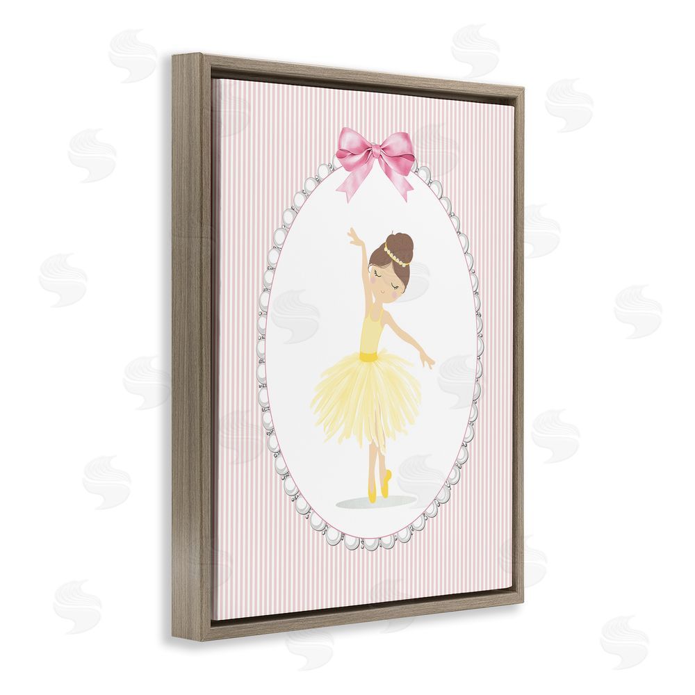 Christine Simpson Art Dainty Dance on Stripes Brown Floating Frame Canvas Wall Art Print